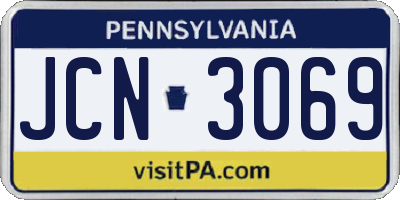 PA license plate JCN3069