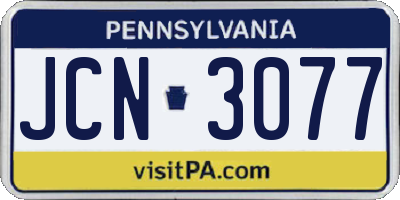 PA license plate JCN3077