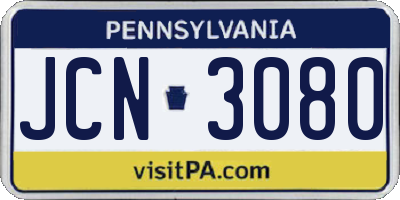 PA license plate JCN3080