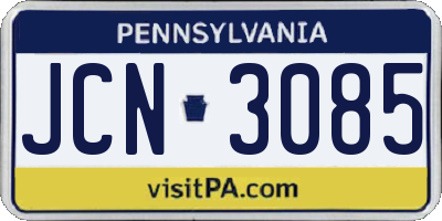 PA license plate JCN3085
