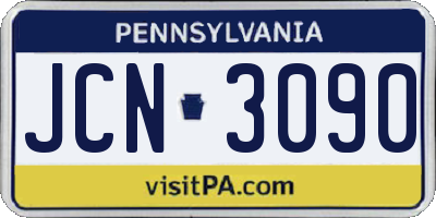 PA license plate JCN3090