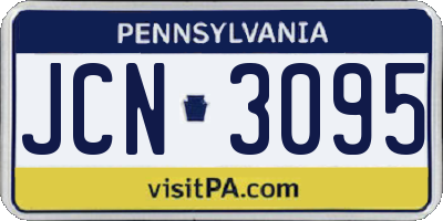 PA license plate JCN3095