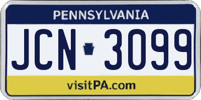 PA license plate JCN3099