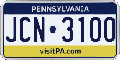 PA license plate JCN3100