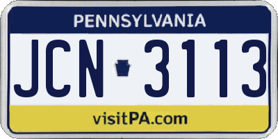 PA license plate JCN3113