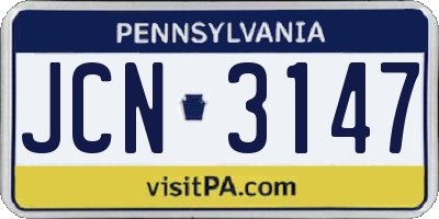 PA license plate JCN3147