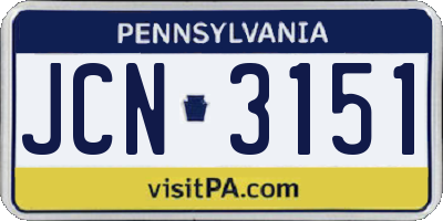 PA license plate JCN3151