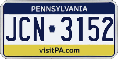 PA license plate JCN3152