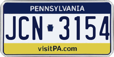 PA license plate JCN3154