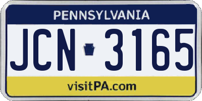 PA license plate JCN3165