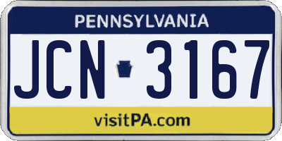 PA license plate JCN3167