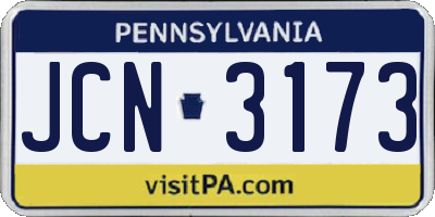 PA license plate JCN3173