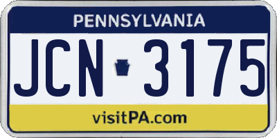 PA license plate JCN3175