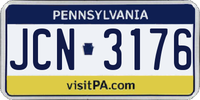 PA license plate JCN3176