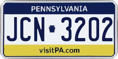 PA license plate JCN3202