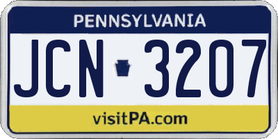 PA license plate JCN3207