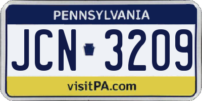 PA license plate JCN3209