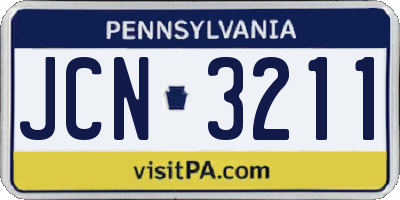 PA license plate JCN3211
