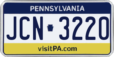PA license plate JCN3220