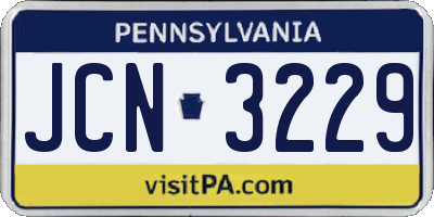 PA license plate JCN3229