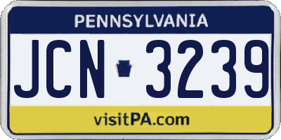 PA license plate JCN3239
