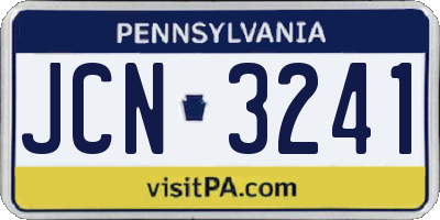 PA license plate JCN3241