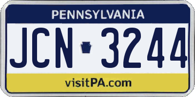 PA license plate JCN3244