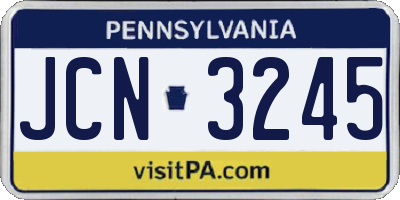 PA license plate JCN3245