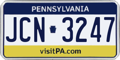 PA license plate JCN3247