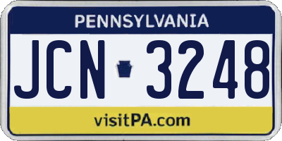 PA license plate JCN3248
