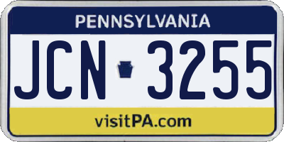 PA license plate JCN3255