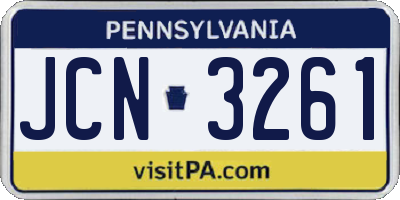 PA license plate JCN3261