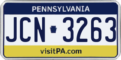 PA license plate JCN3263