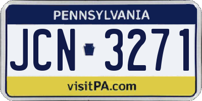 PA license plate JCN3271