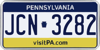 PA license plate JCN3282
