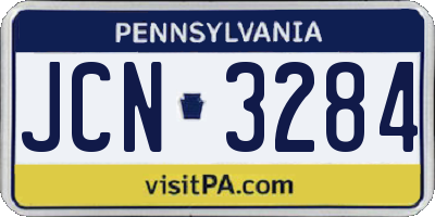 PA license plate JCN3284