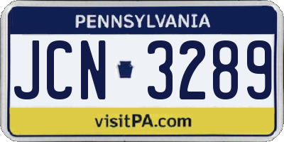 PA license plate JCN3289