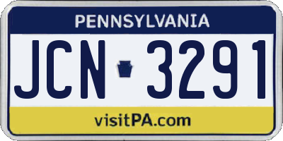 PA license plate JCN3291
