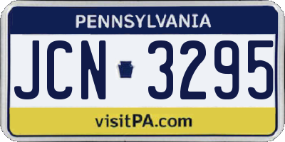 PA license plate JCN3295
