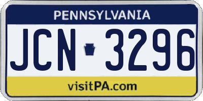 PA license plate JCN3296