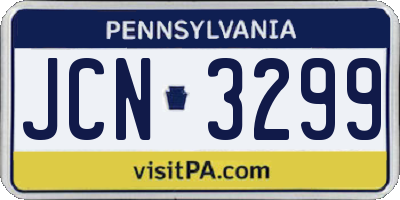 PA license plate JCN3299
