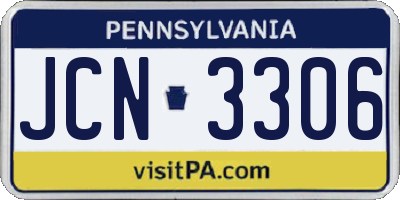 PA license plate JCN3306