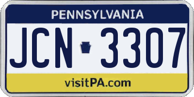 PA license plate JCN3307