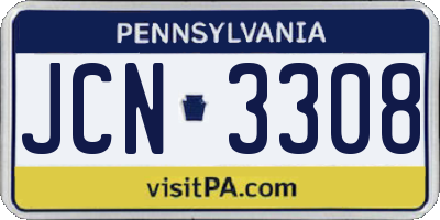 PA license plate JCN3308