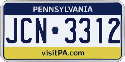 PA license plate JCN3312