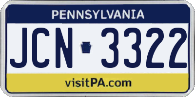 PA license plate JCN3322
