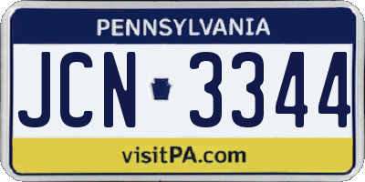PA license plate JCN3344