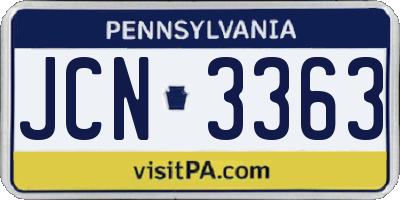 PA license plate JCN3363