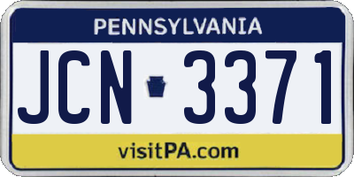 PA license plate JCN3371