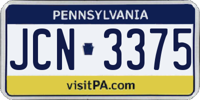 PA license plate JCN3375